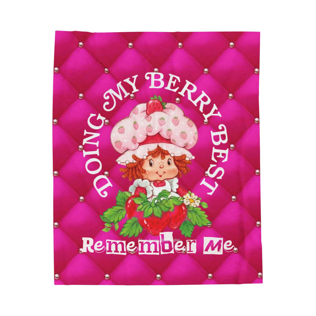 Retro 80s Strawberry Shortcake Throw Blanket - Cozy Velveteen Decor