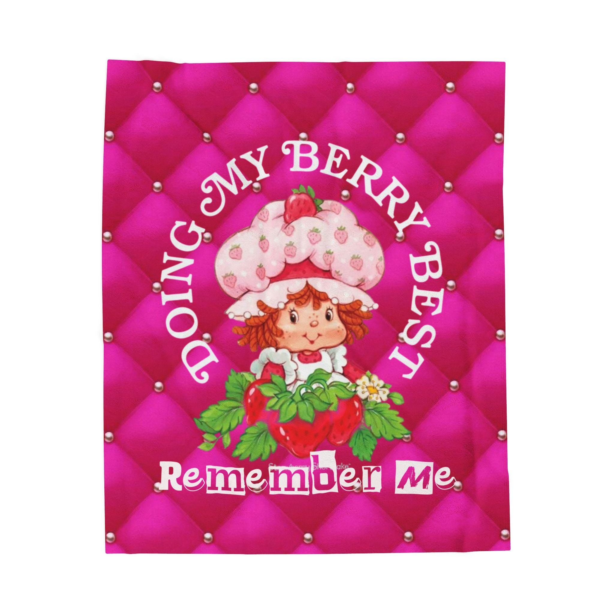 Retro 80s Strawberry Shortcake Throw Blanket - Cozy Velveteen Decor