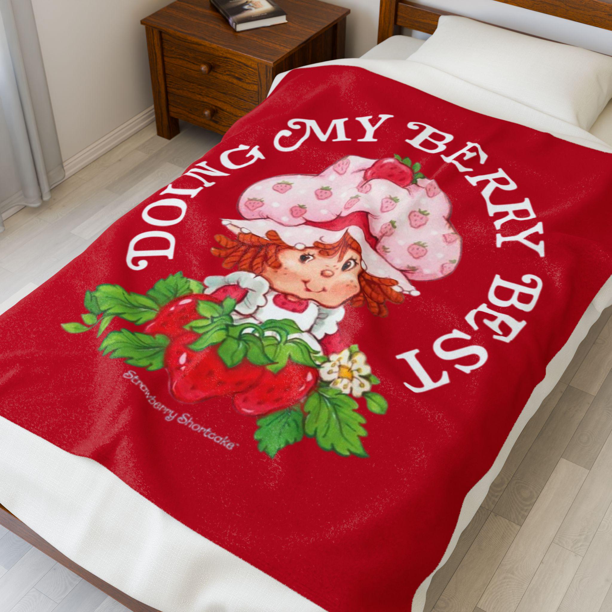 Strawberry Shortcake Plush Blanket: Red Velveteen Throw