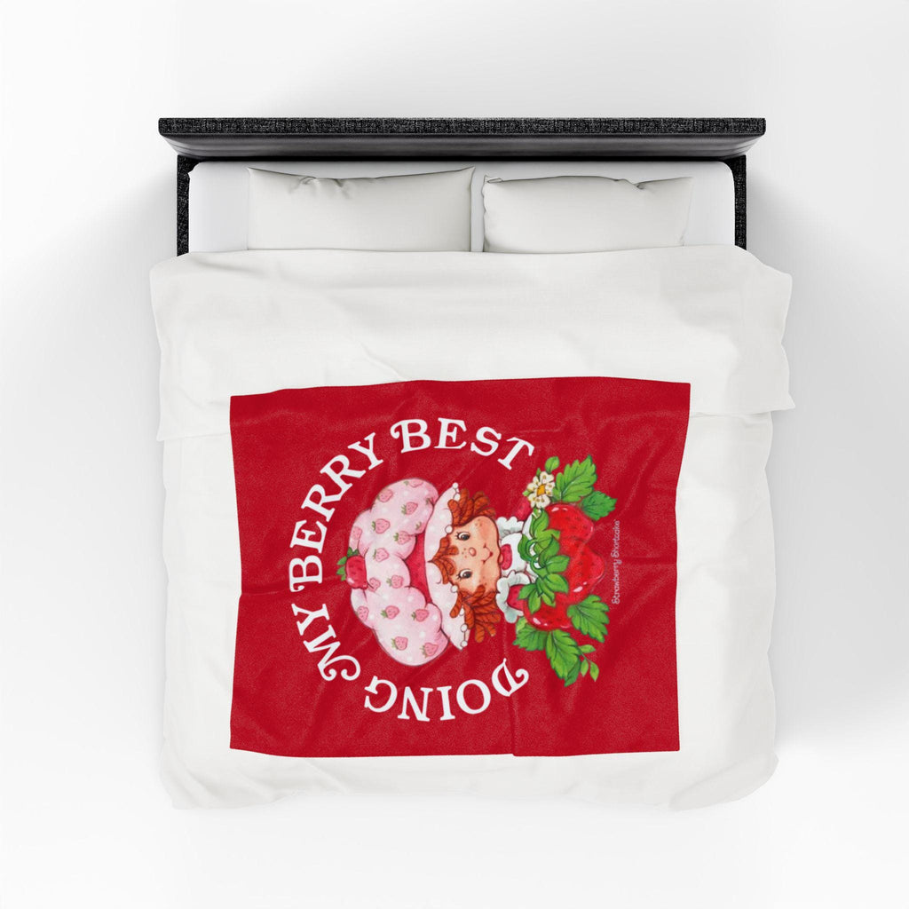 Strawberry Shortcake Plush Blanket: Red Velveteen Throw