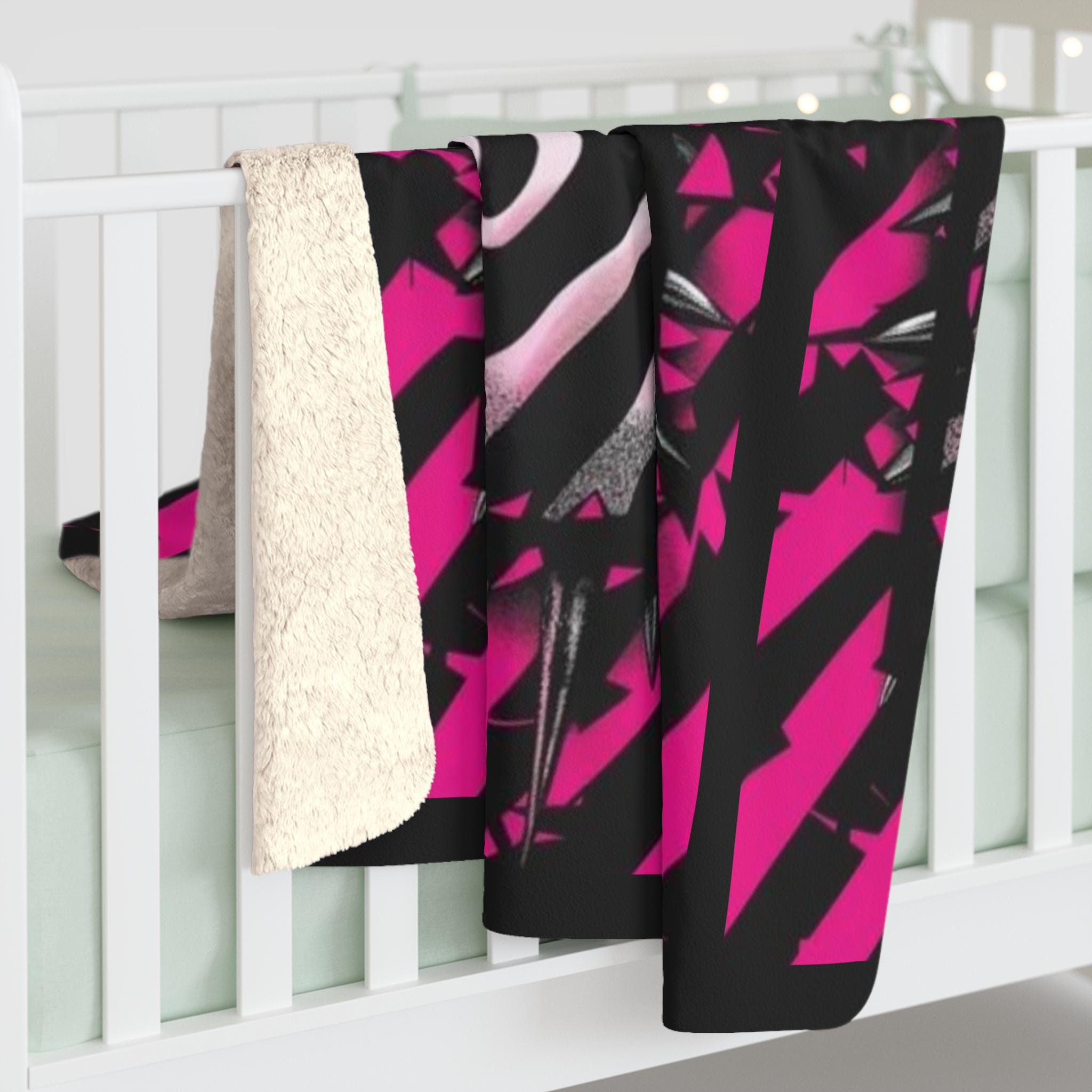 Gothic Punk Spiked Blanket: Hot Pink Sherpa Fleece Throw