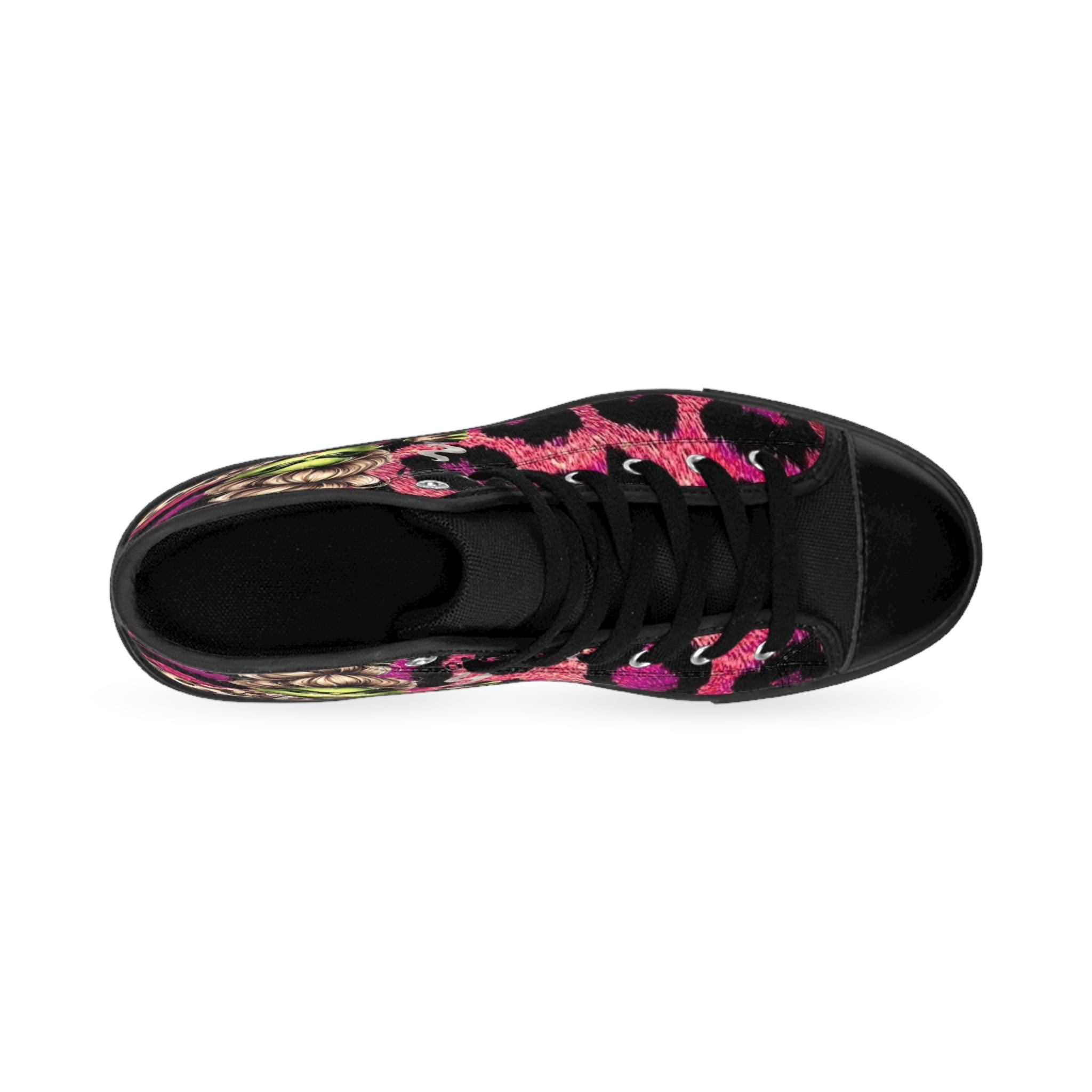 Ms. Grinch Pink Leopard Print High Top Sneakers: Festive Holiday Shoes