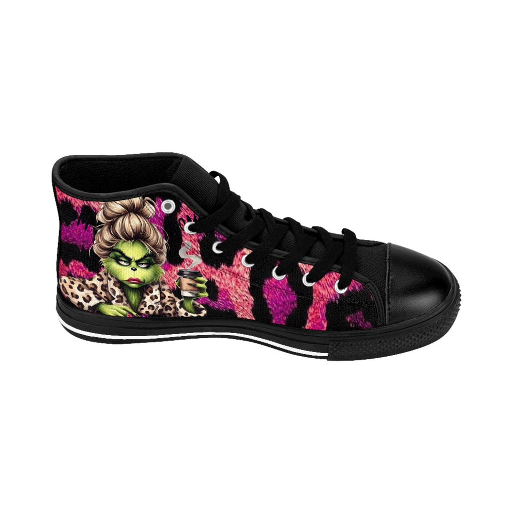 Ms. Grinch Pink Leopard Print High Top Sneakers: Festive Holiday Shoes