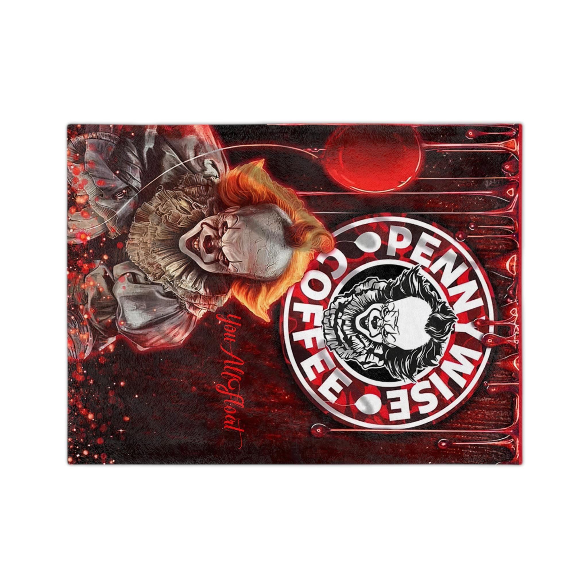 Pennywise Coffee Throw Blanket, Horror Movie Decor
