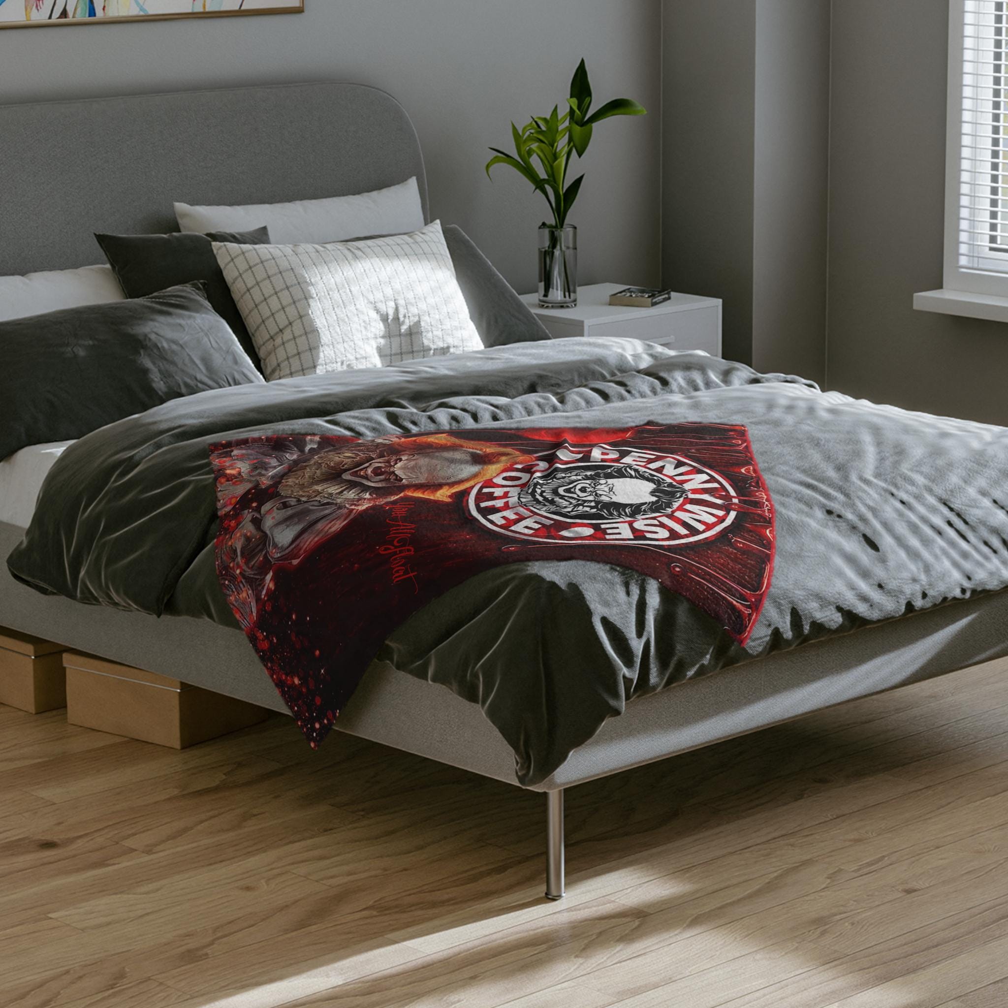 Pennywise Coffee Throw Blanket, Horror Movie Decor