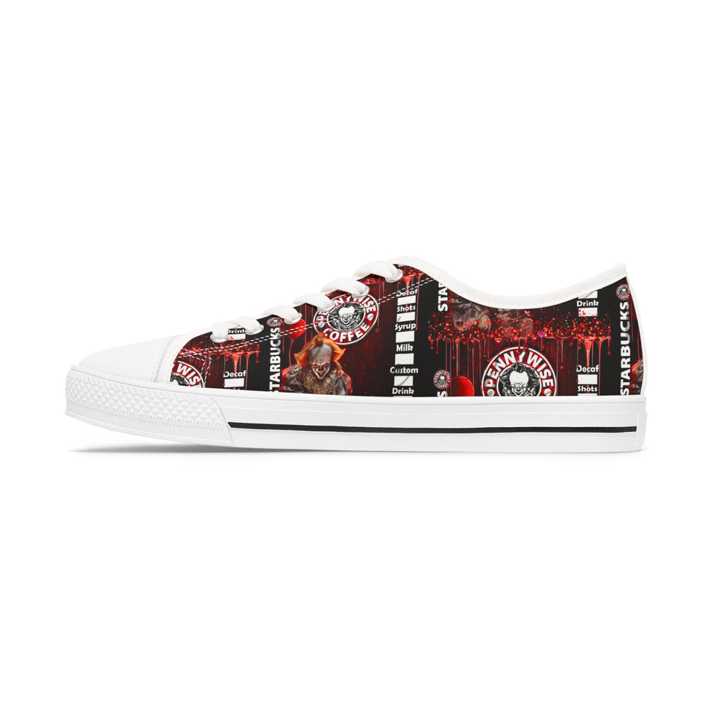 Pennywise Coffee Low Top Sneakers – Horror Movie Art Shoes