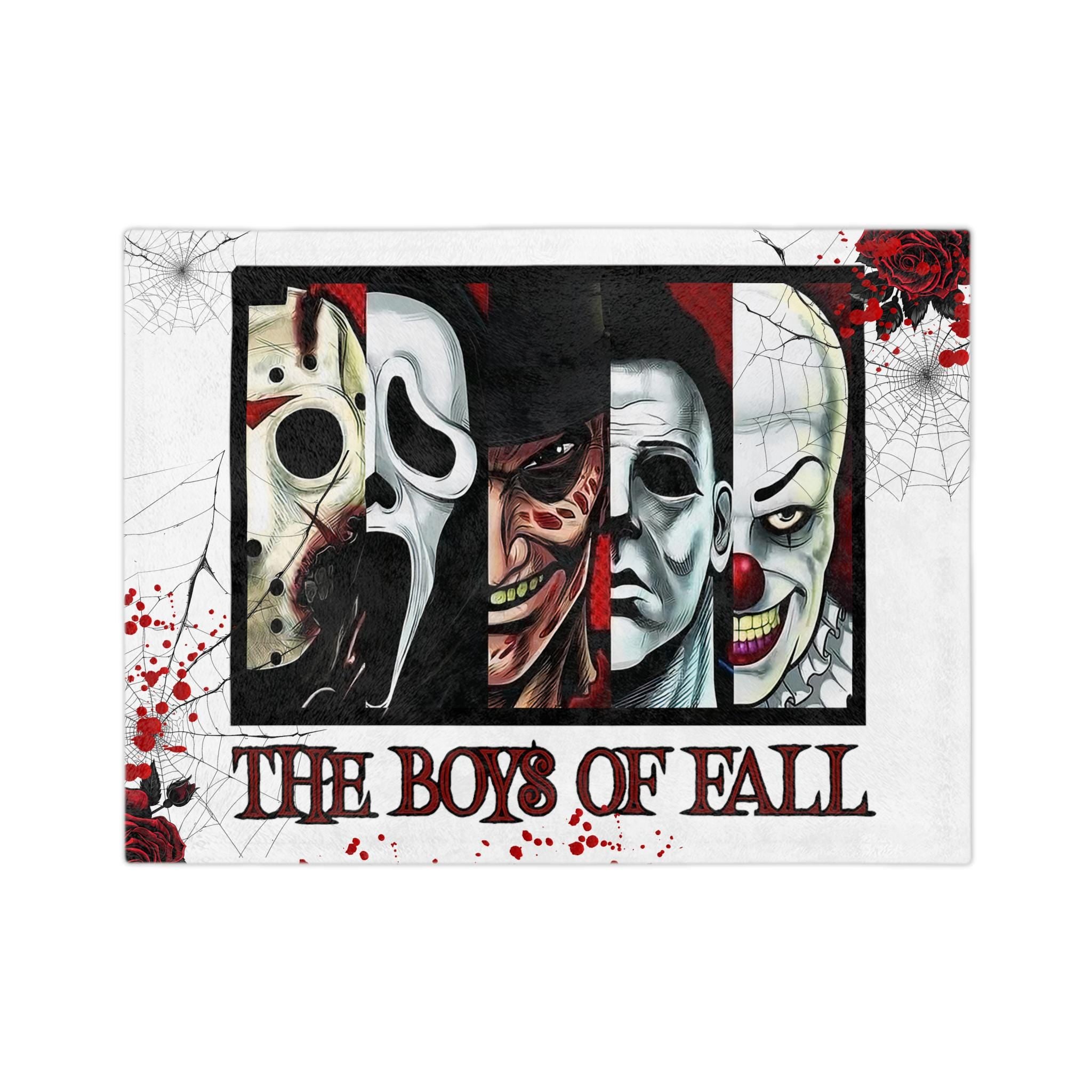 Boys of Fall Retro Horror Slasher Fleece Blanket, Halloween Throw