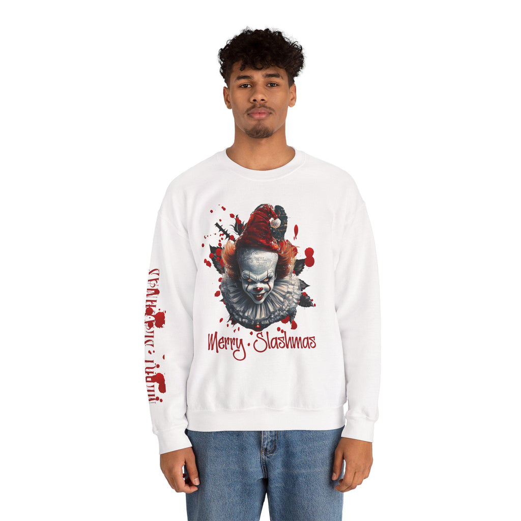 Pennywise Sweatshirt, Merry Slashmas Horror Apparel, Halloween Christmas Gift