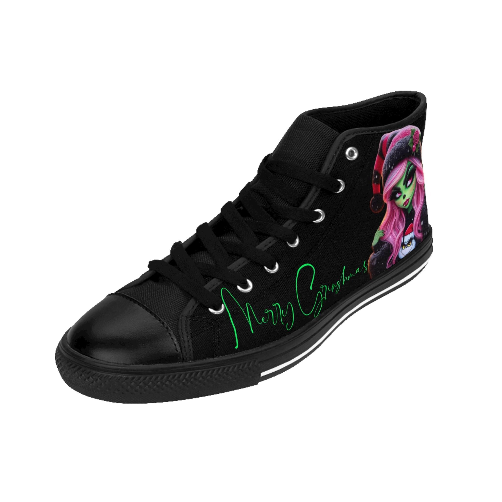 Grinchmas High Top Sneakers: Women's Christmas Holiday Shoes