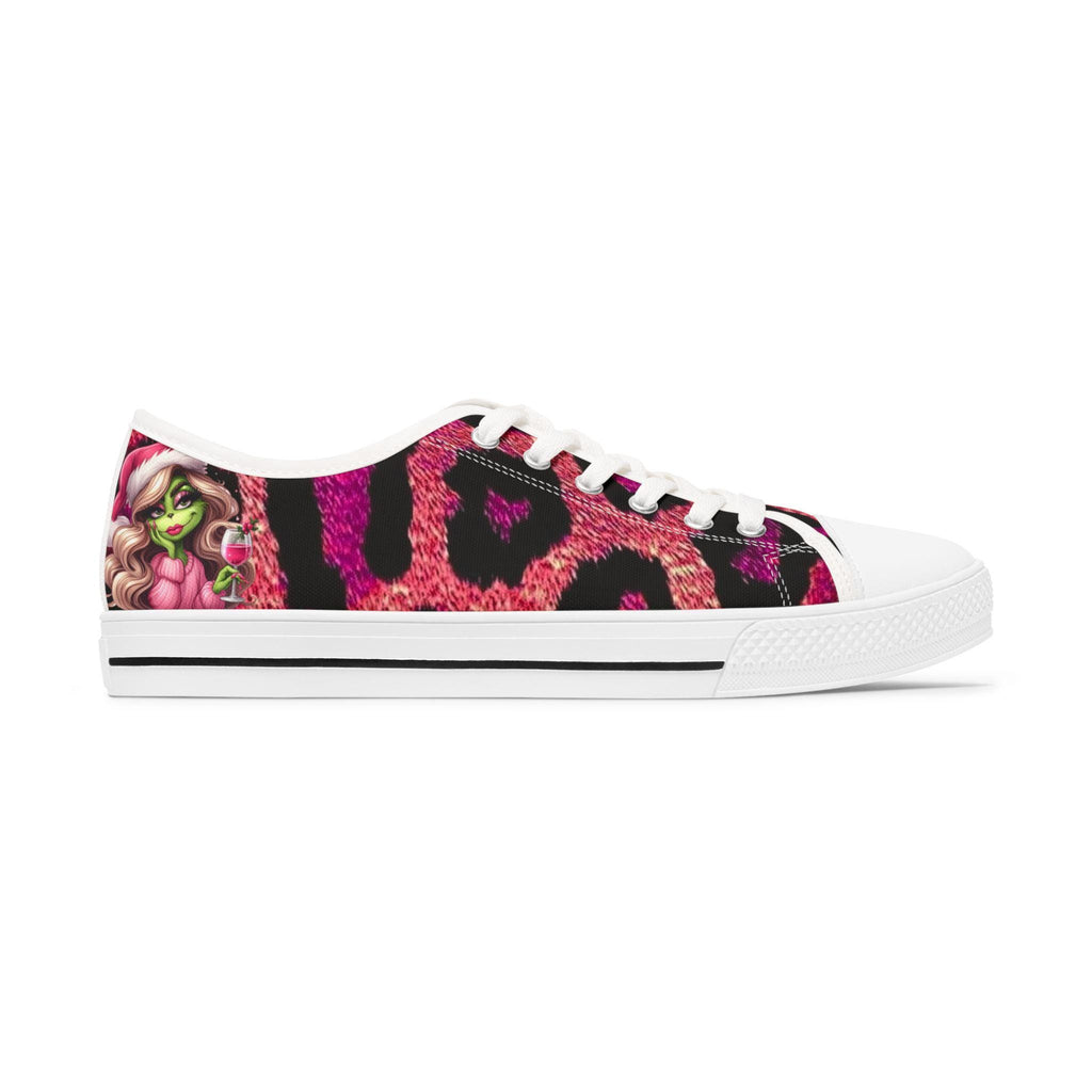 Pink Leopard Miss Grinch Sneakers: Gothic Punk Holiday Fashion