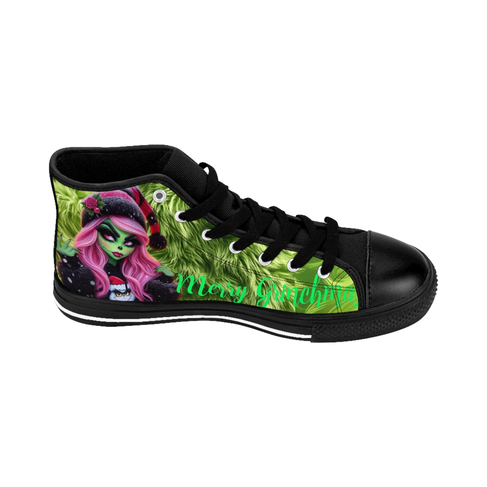 Merry Grinchmas High Top Sneakers, Festive Holiday Shoes