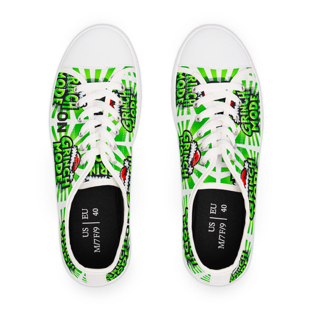 Grinch Mode Canvas Sneakers: Gothic Christmas Streetwear