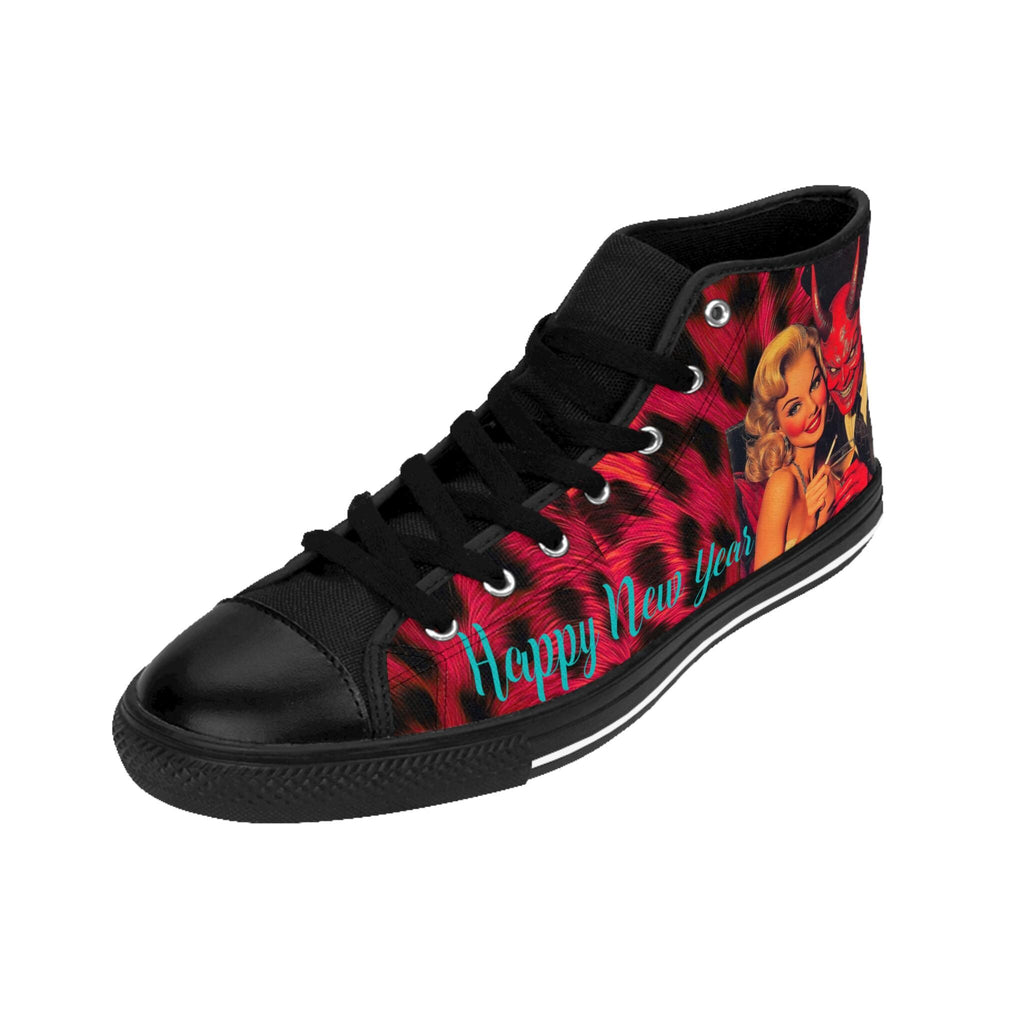 Blonde Punk Rocker Sneakers, Evil New Year Design, Women's High Tops