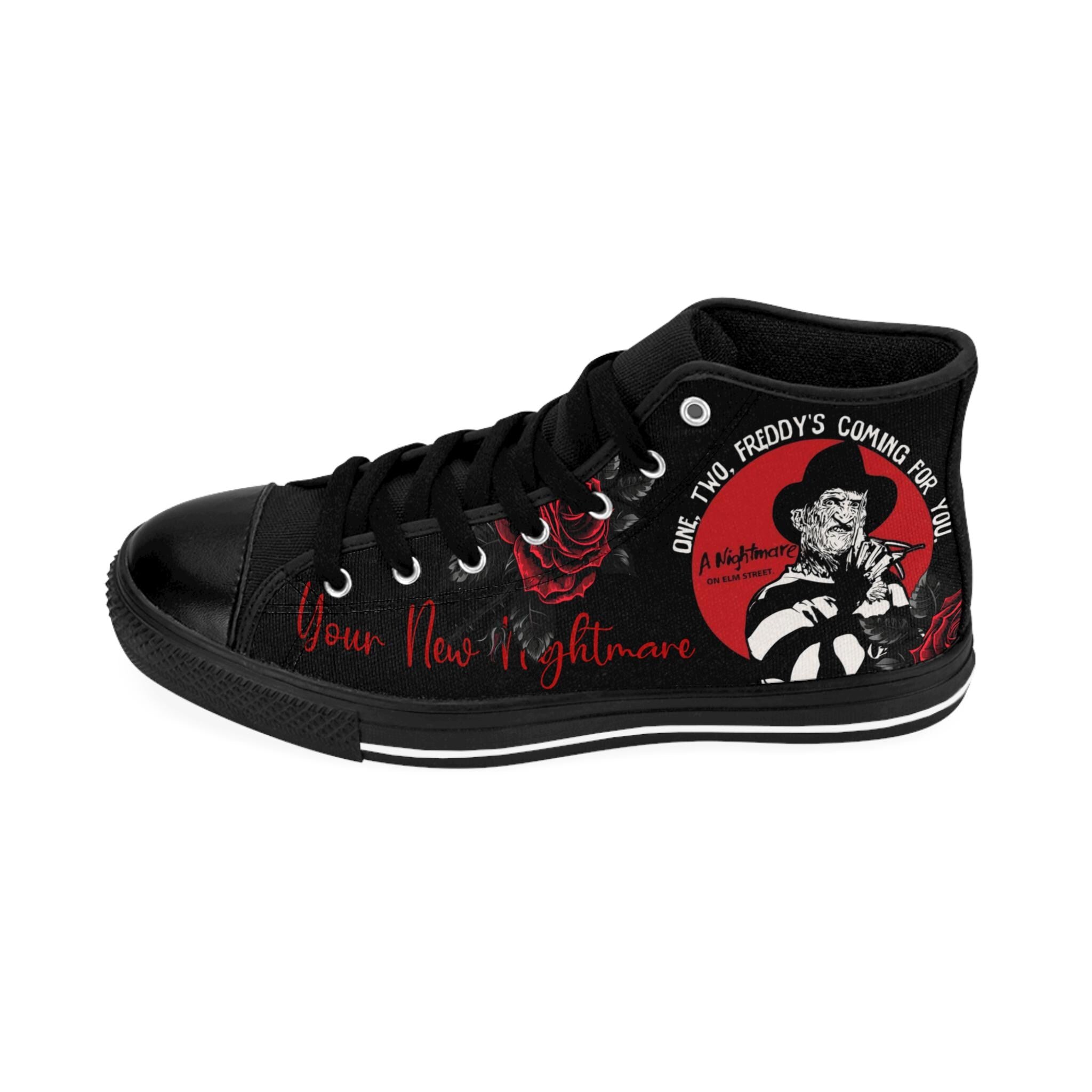 Freddy Kreuger High Top Sneakers, Horror Movie Footwear, Halloween Shoes