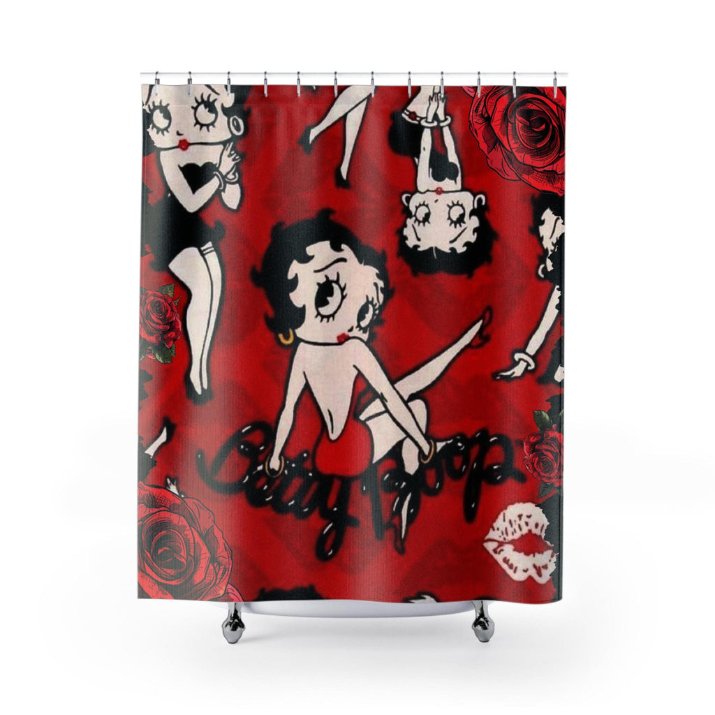 Red Betty Boop Shower Curtain, Abstract Bathroom Decor