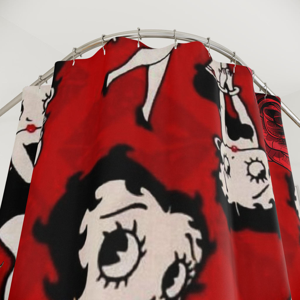 Red Betty Boop Shower Curtain, Abstract Bathroom Decor
