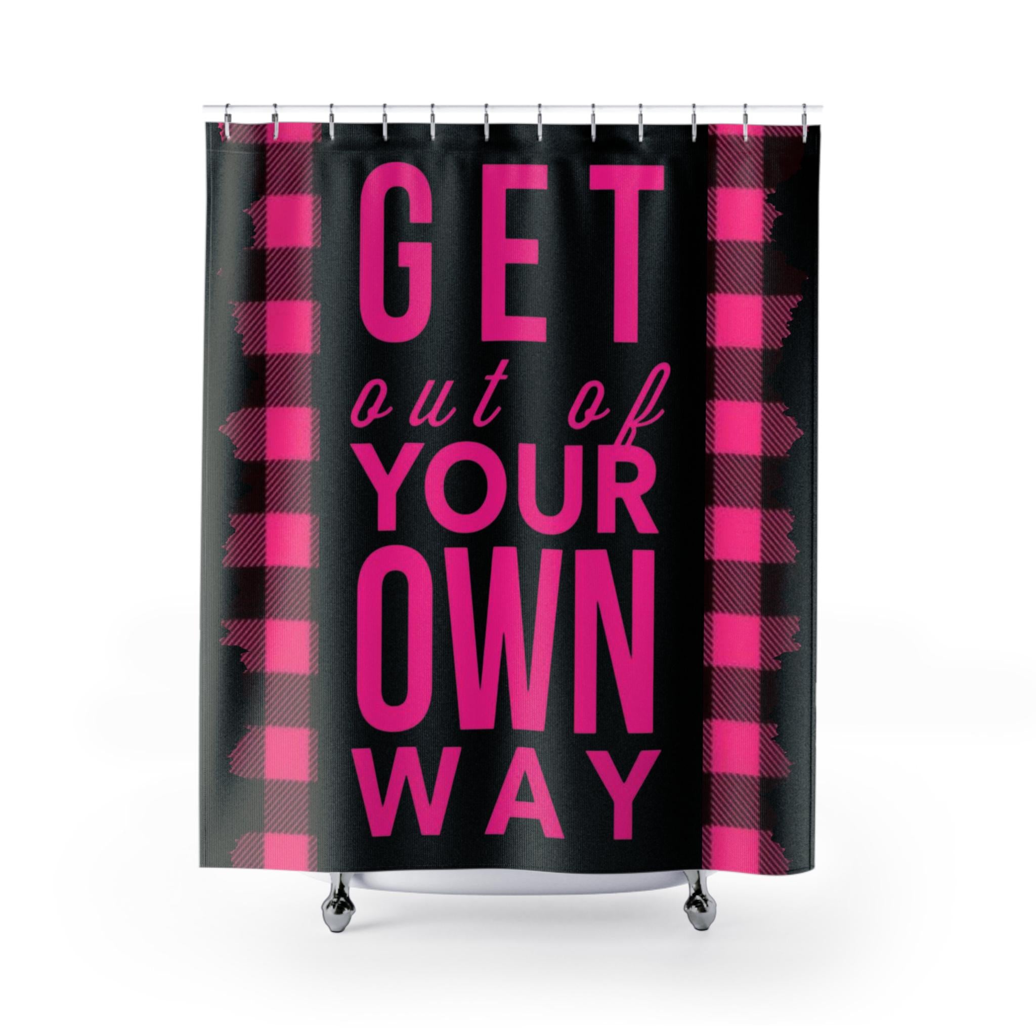 Pink Black Checkerboard Shower Curtain - 80s London Punk Bathroom Decor