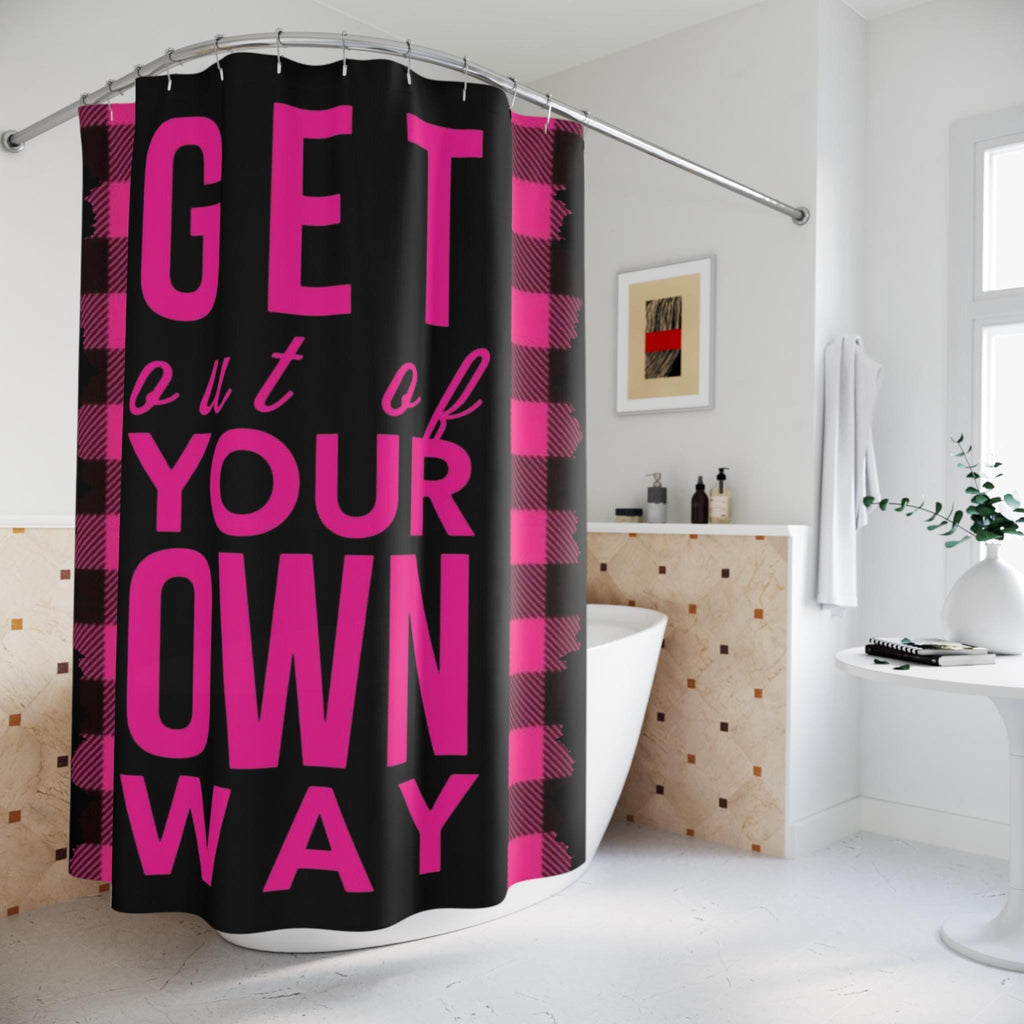 Pink Black Checkerboard Shower Curtain - 80s London Punk Bathroom Decor