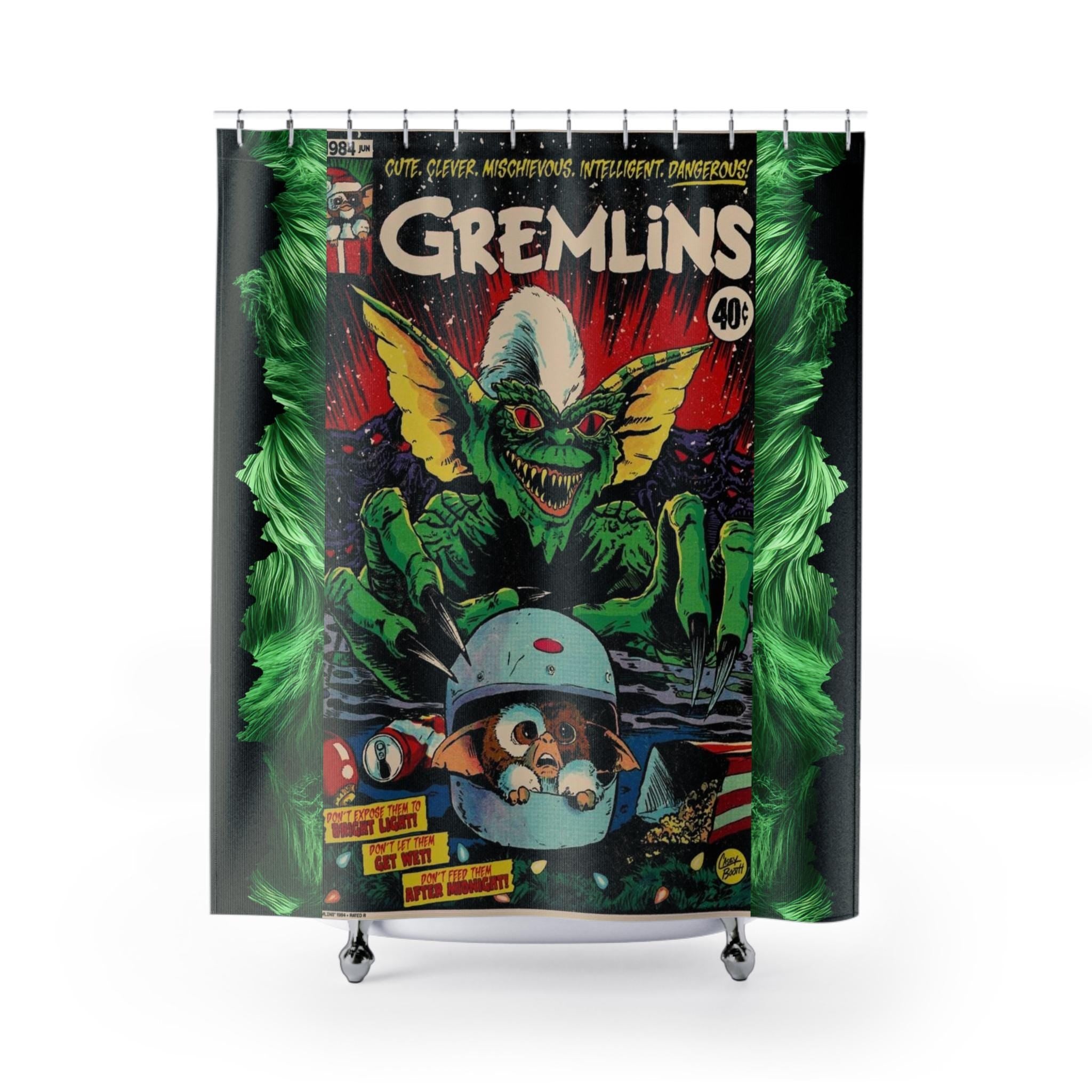 Gremlins-Inspired Comic Book Shower Curtain Retro Lovers, Vintage Style