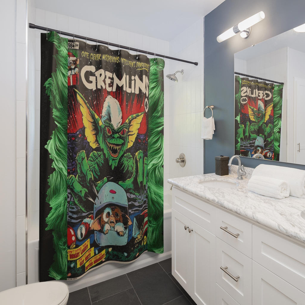 Gremlins-Inspired Comic Book Shower Curtain Retro Lovers, Vintage Style