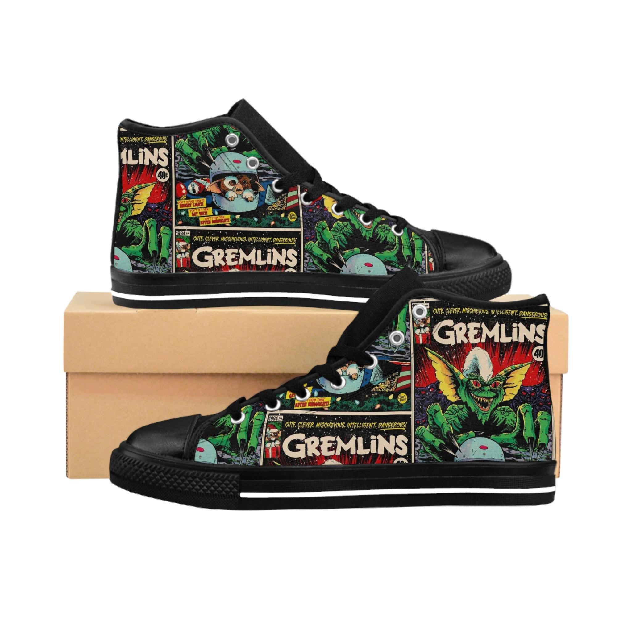 Gremlins Inspired Comic Book Style Retro Classics, Women's Shoes, Halloween Sneakers, Horror Lover Gift