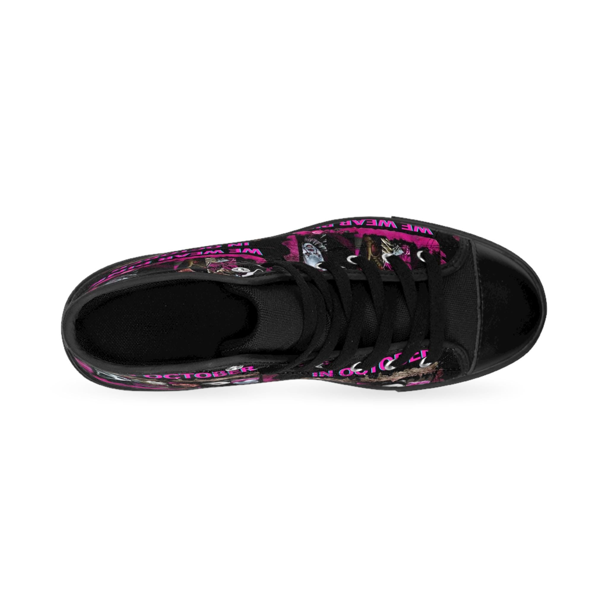 Horror Legends Pink High Top Sneakers, 80s 90s Movie Inspired