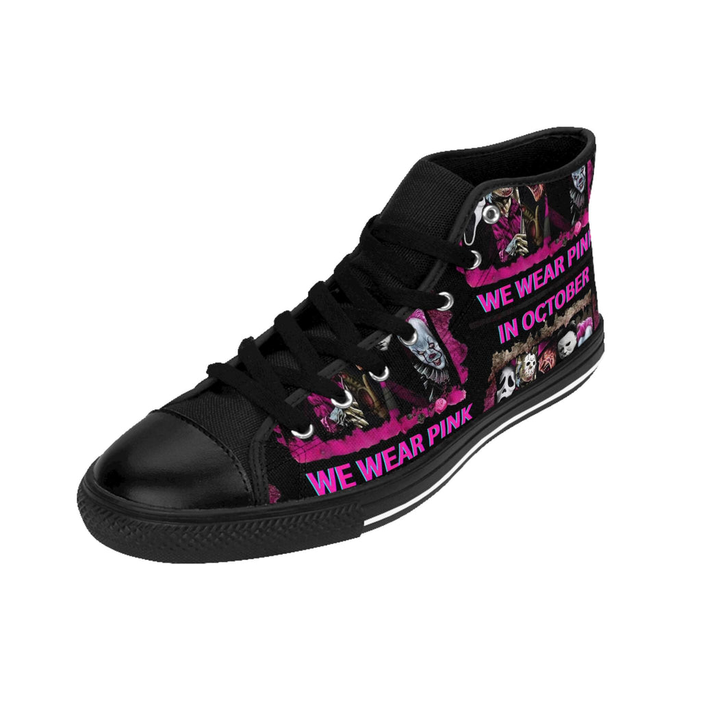 Horror Legends Pink High Top Sneakers, 80s 90s Movie Inspired