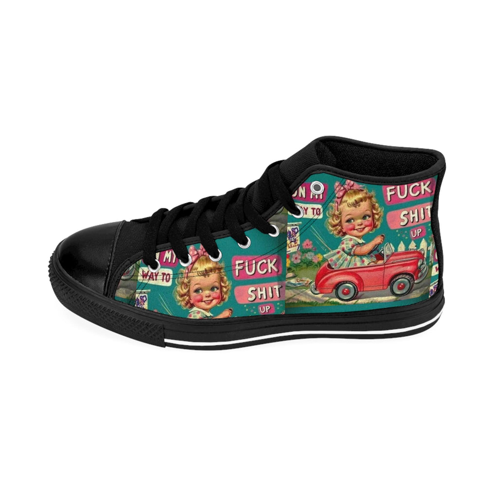 Retro High Top Sneakers, Funny Graphic Print, Street Style Shoes