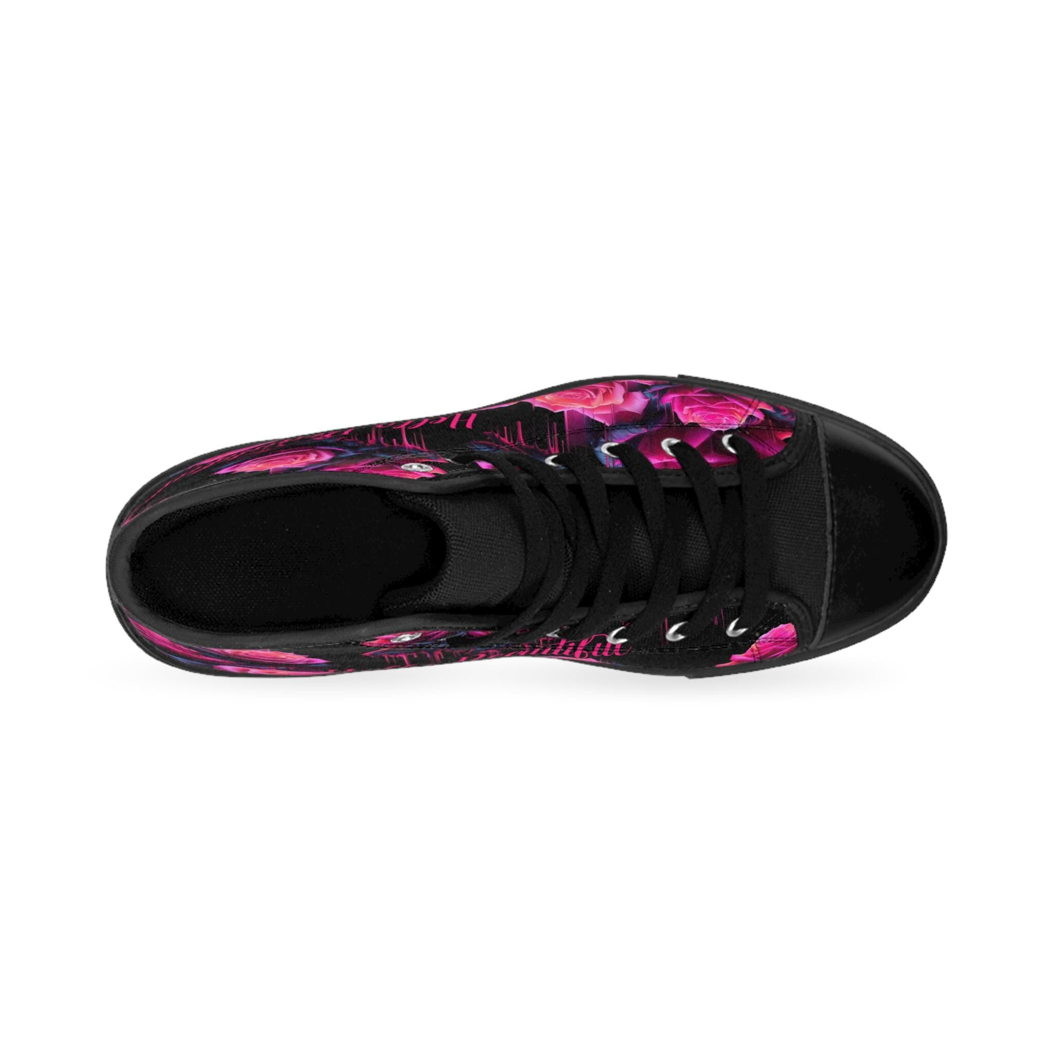 Punk Rose Drip Sneakers, Women's Floral Canvas Shoes