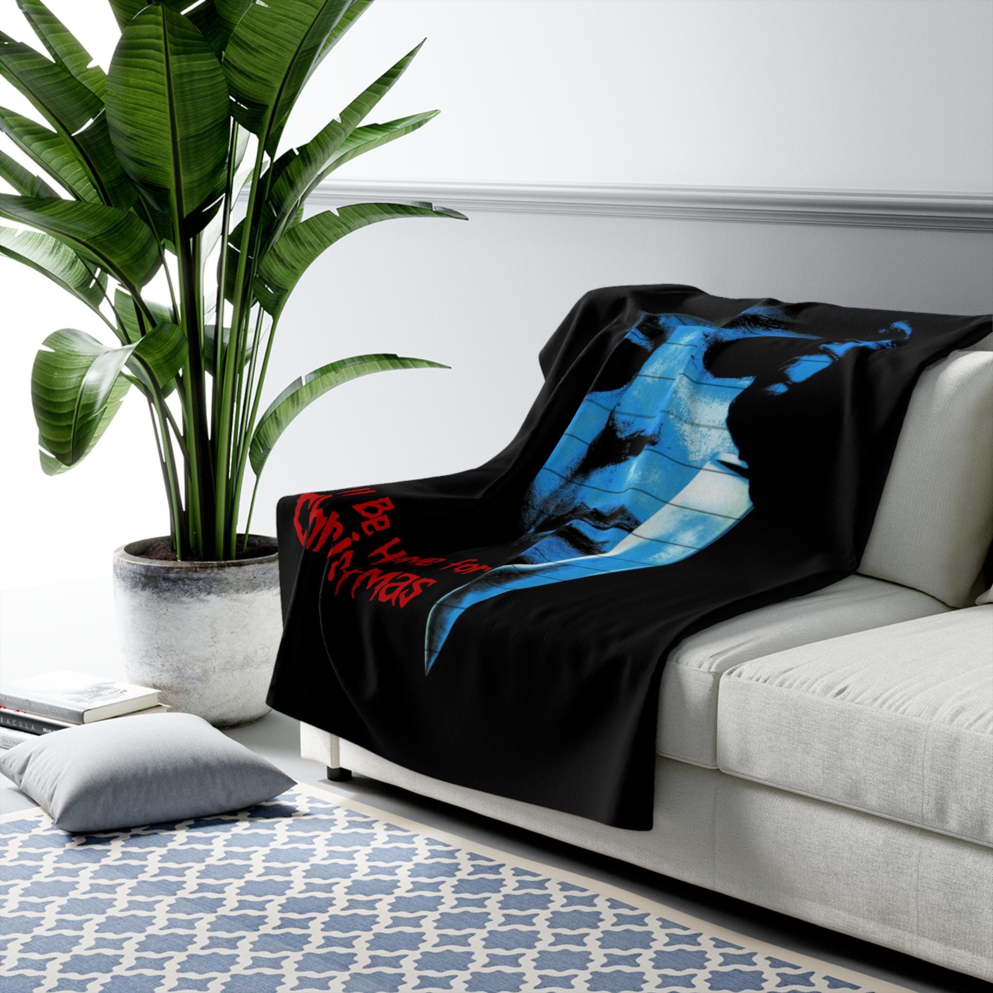 Michael Myers Christmas Sherpa Blanket, Horror Movie Fan Gift