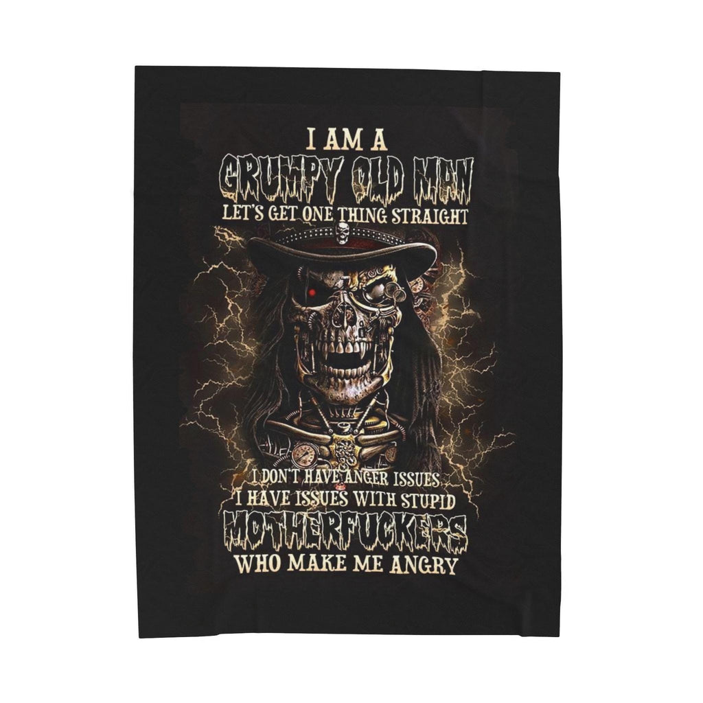 Grumpy Old Man Velveteen Plush Blanket, Funny Sarcastic Throw