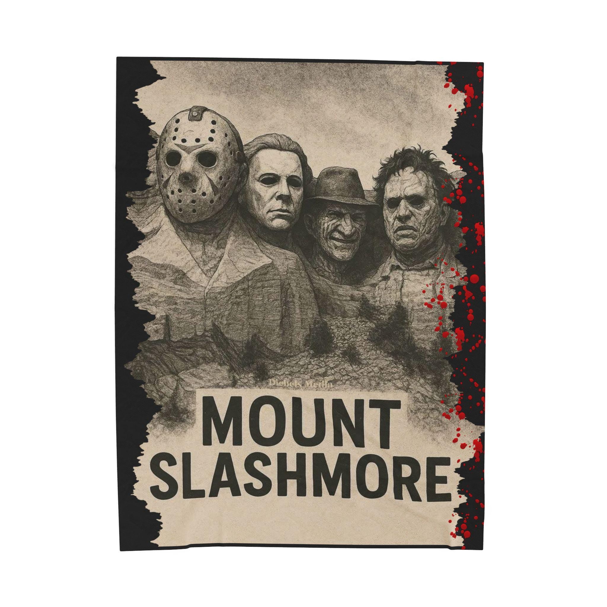 Mount Slashmore Legends of Horror, Fleece Throw, Soft Bedding, Halloween Decor, Gothic Home Accessories