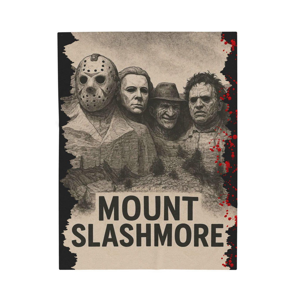 Mount Slashmore Legends of Horror, Fleece Throw, Soft Bedding, Halloween Decor, Gothic Home Accessories