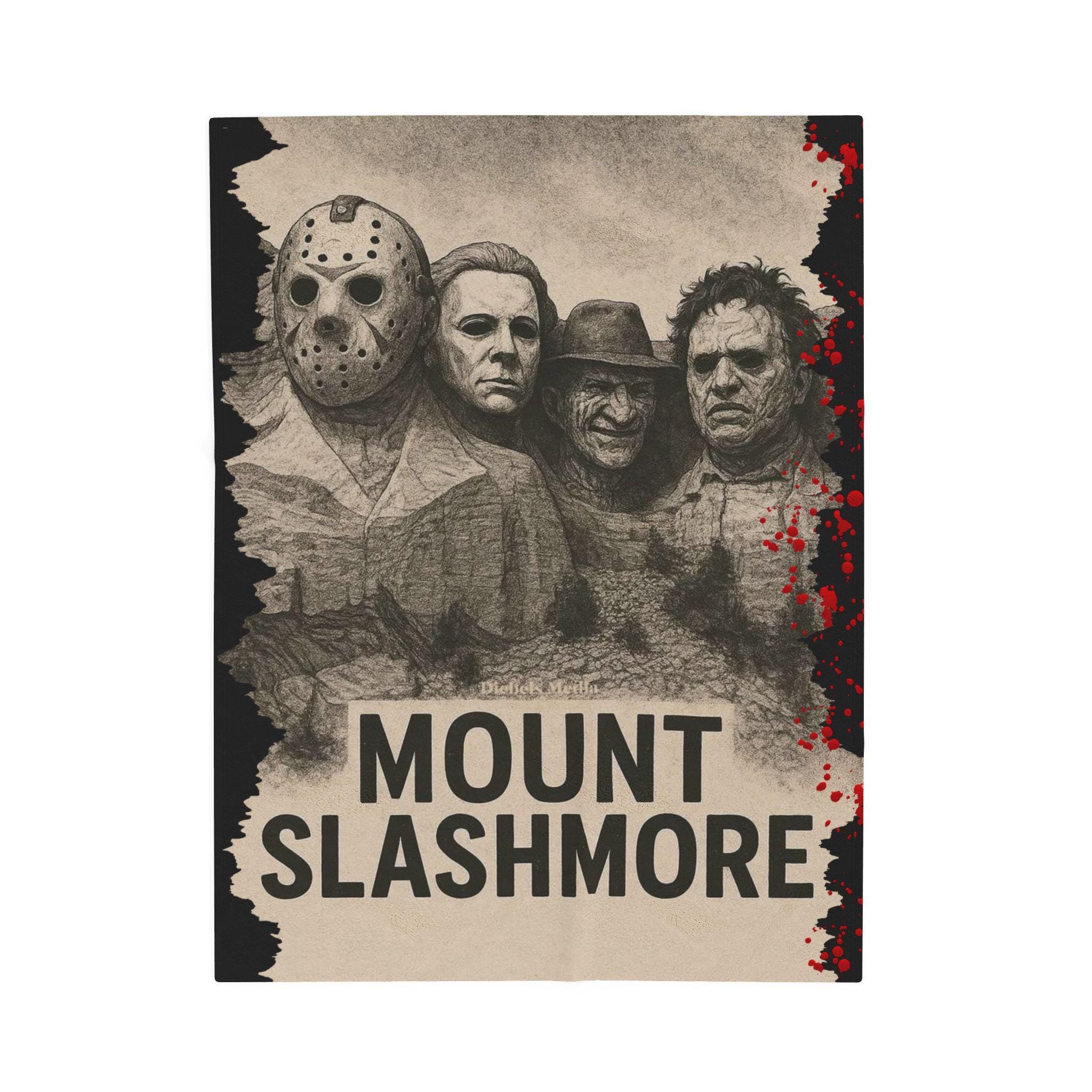 Mount Slashmore Legends of Horror, Fleece Throw, Soft Bedding, Halloween Decor, Gothic Home Accessories