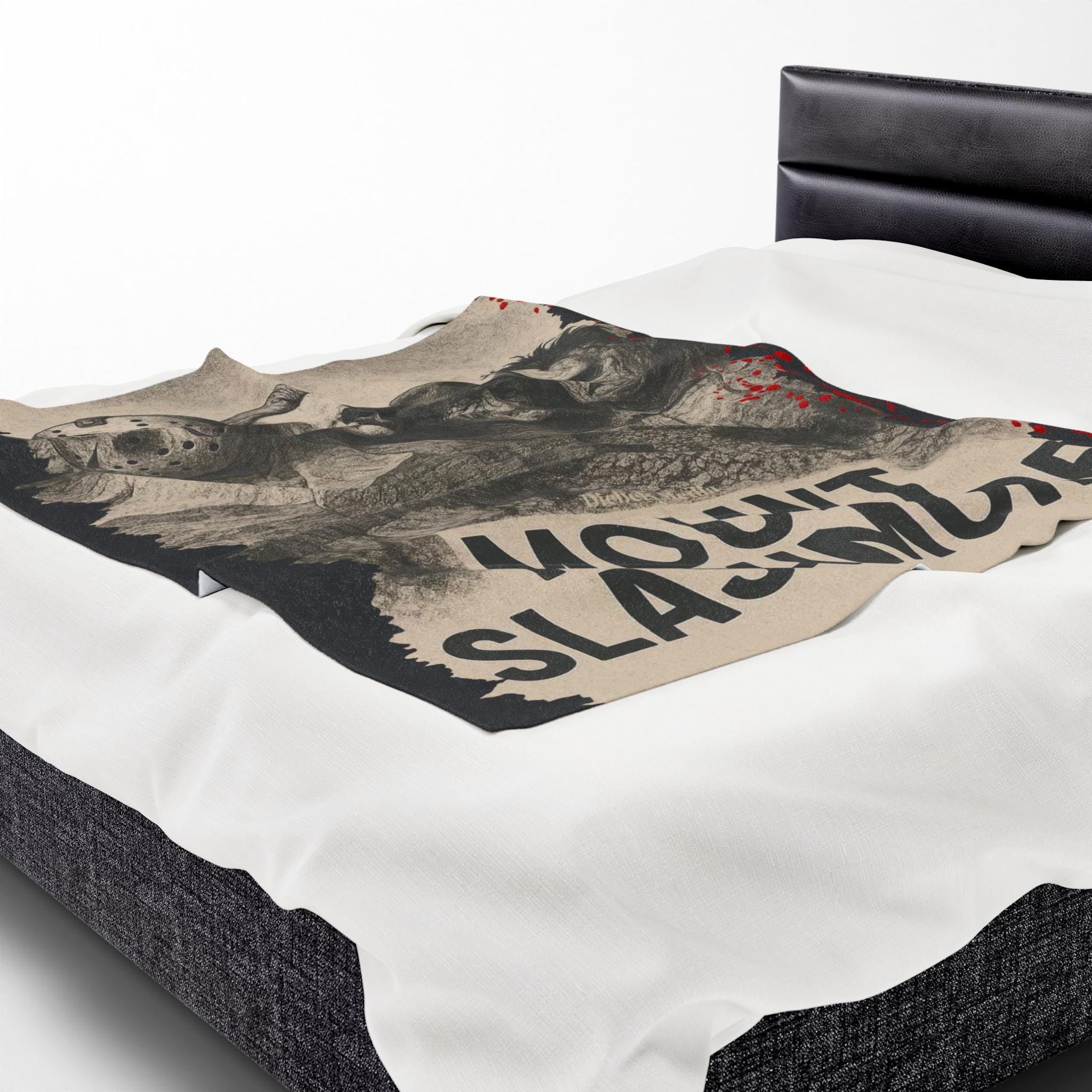 Mount Slashmore Legends of Horror, Fleece Throw, Soft Bedding, Halloween Decor, Gothic Home Accessories