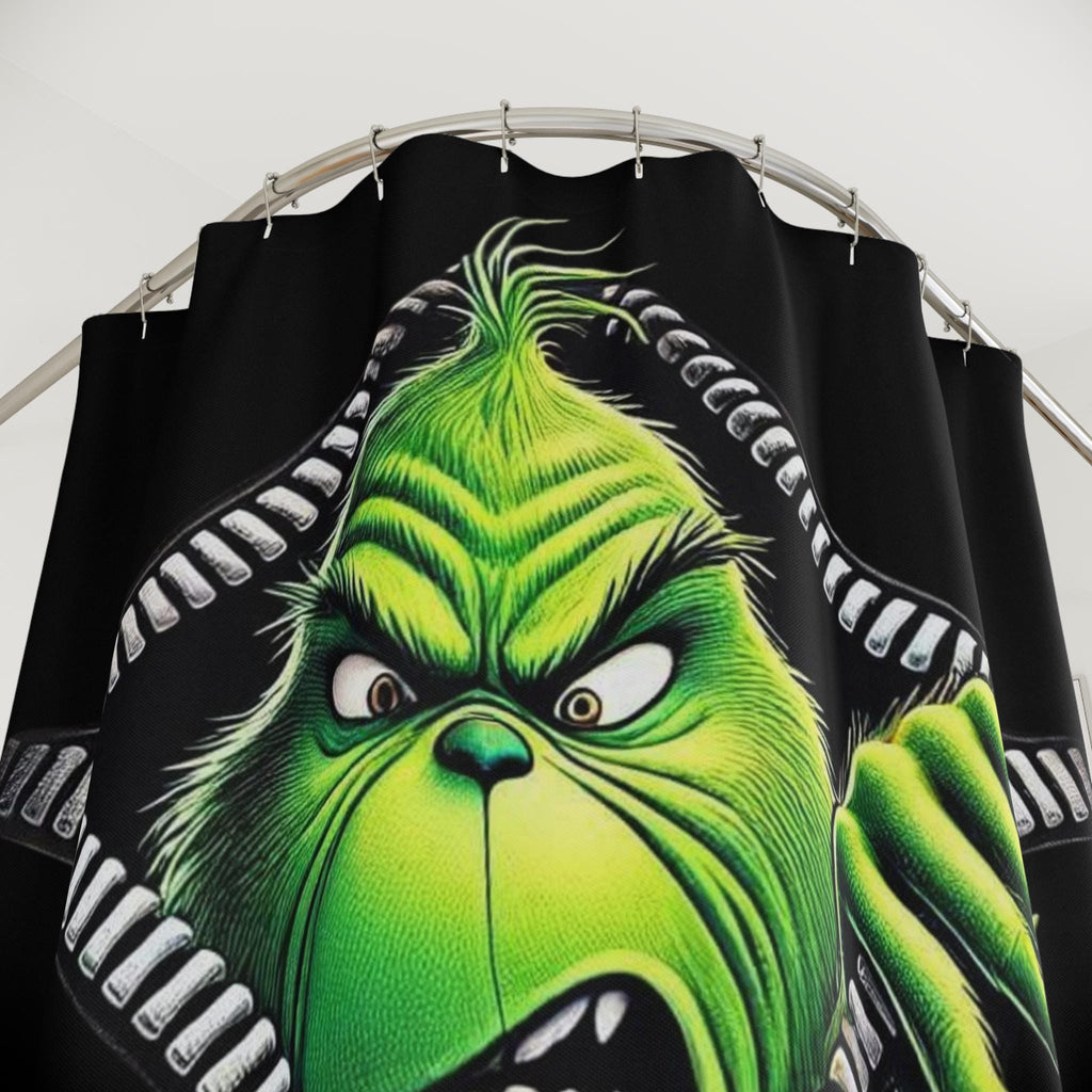 Grinch Eww People  Shower Curtain  Funny Christmas Bathroom Decor Zipper Peek Design
