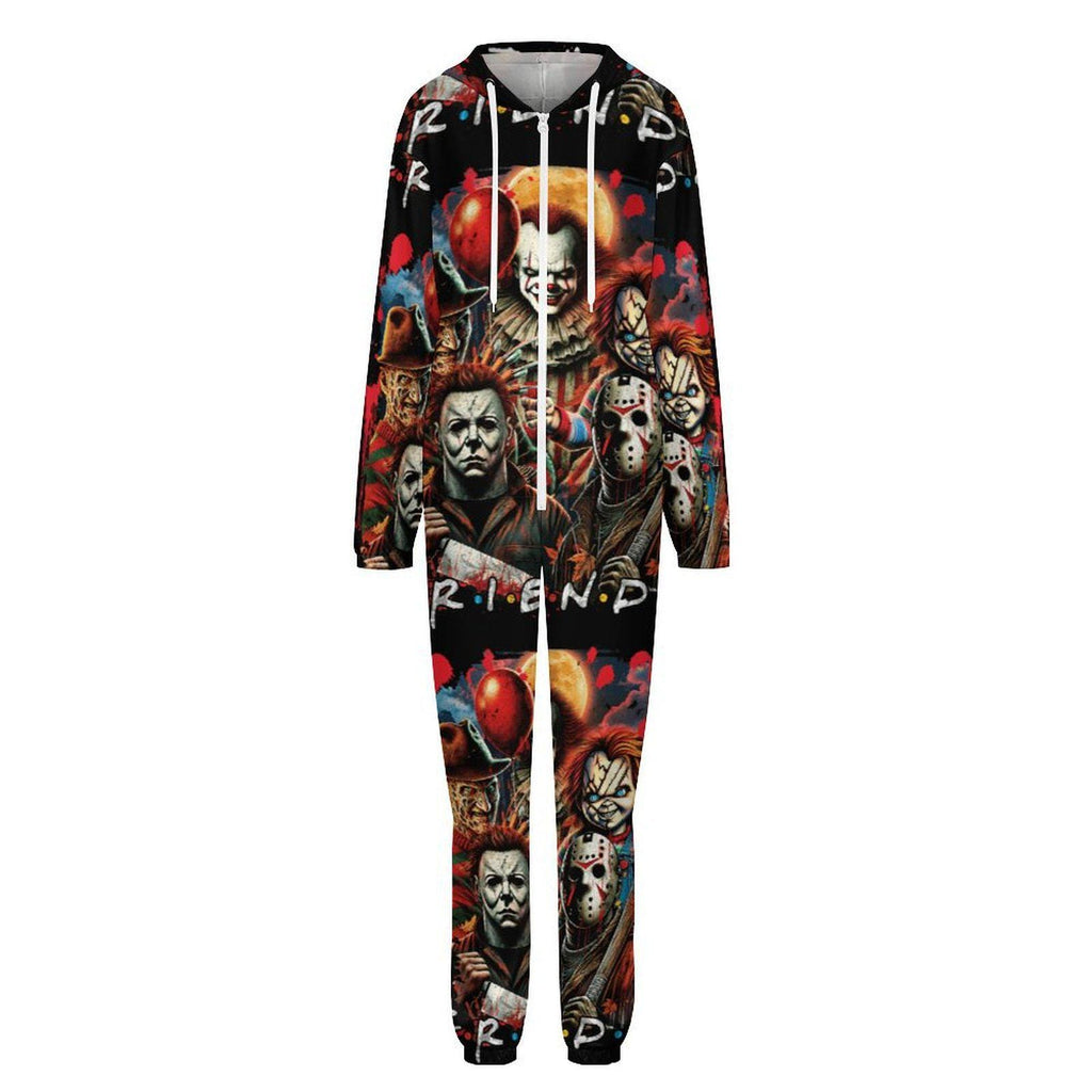 Retro Horror Friends Unisex Jumpsuit Pajamas, All in One, S-4XL