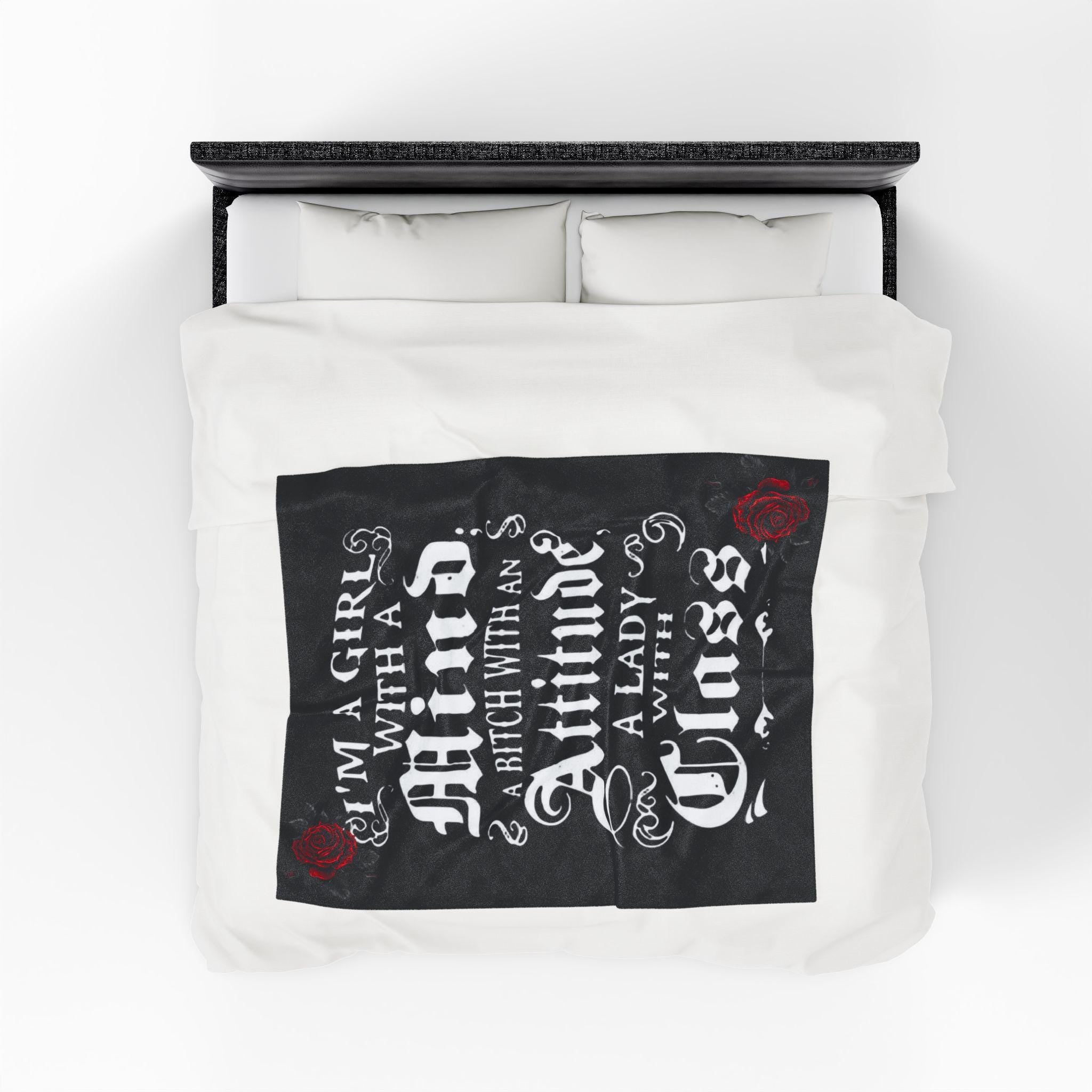 Velveteen Plush Blanket - Girl Power Quote, Feminist Home Decor, Attitude Lady Cozy Throw, Classy Women Gift, Empowering Bedding