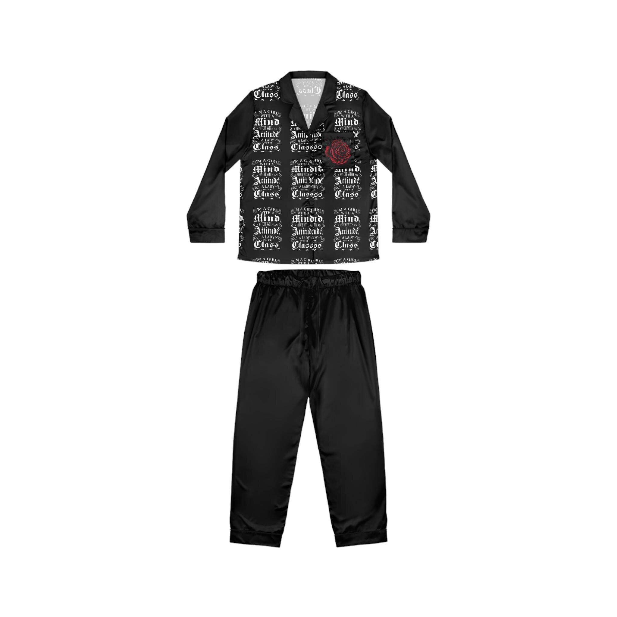 Satin Pajamas, Feminist Quote, Women's Lounge Wear, Classy Lady PJs, Attitude Sleepwear, Girl Power Pajama Set