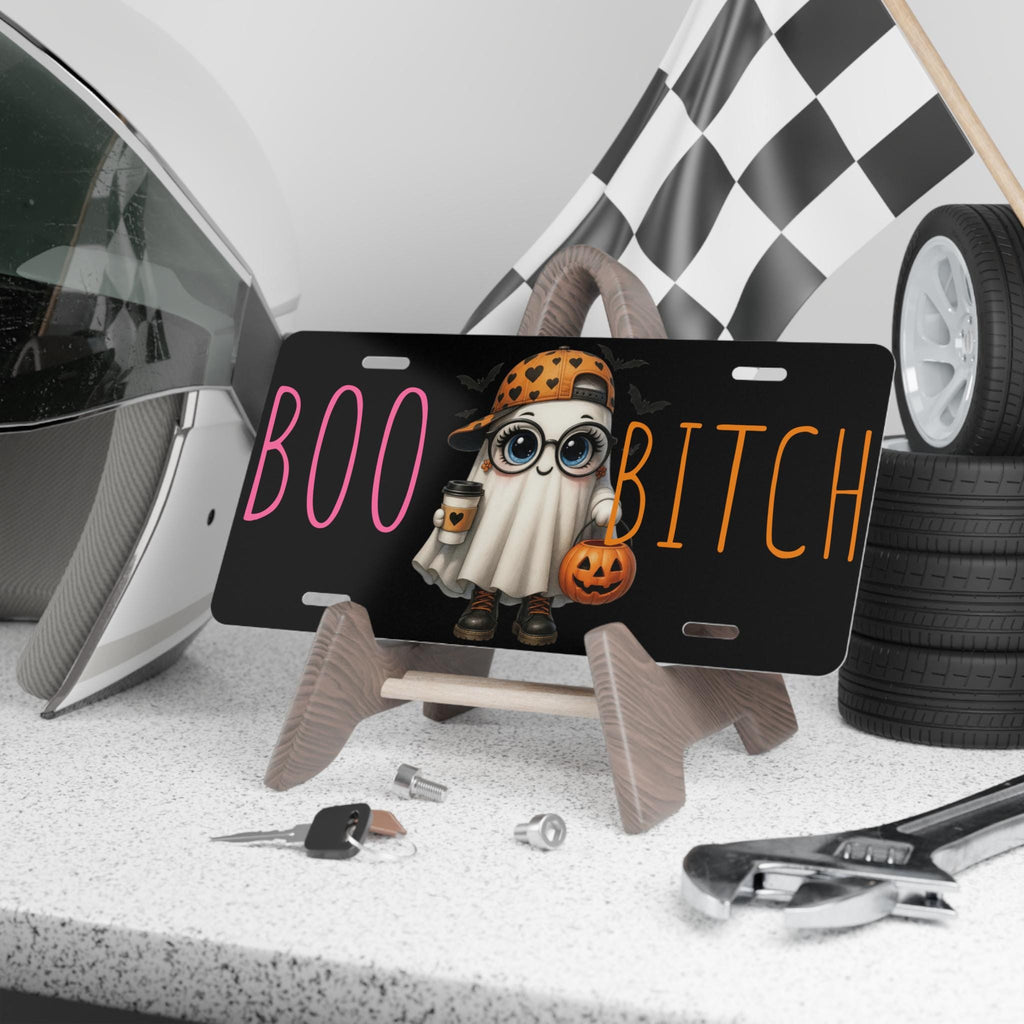 Boo Bitch Ghost Vanity Plate, Spooky Halloween Auto Decor