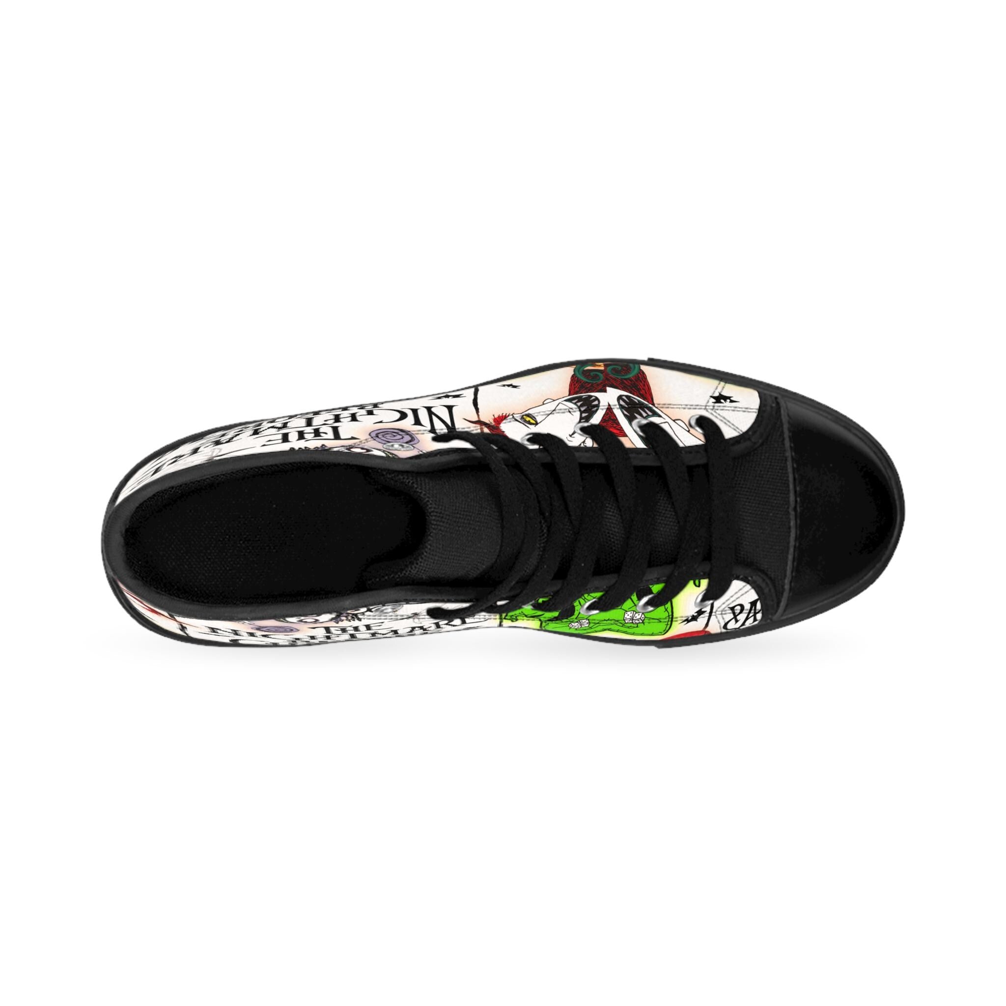 Women's Sneakers, Nightmare Before Xmas Print, Gothic Shoes, Halloween Footwear, Tim Burton Inspired Sneakers