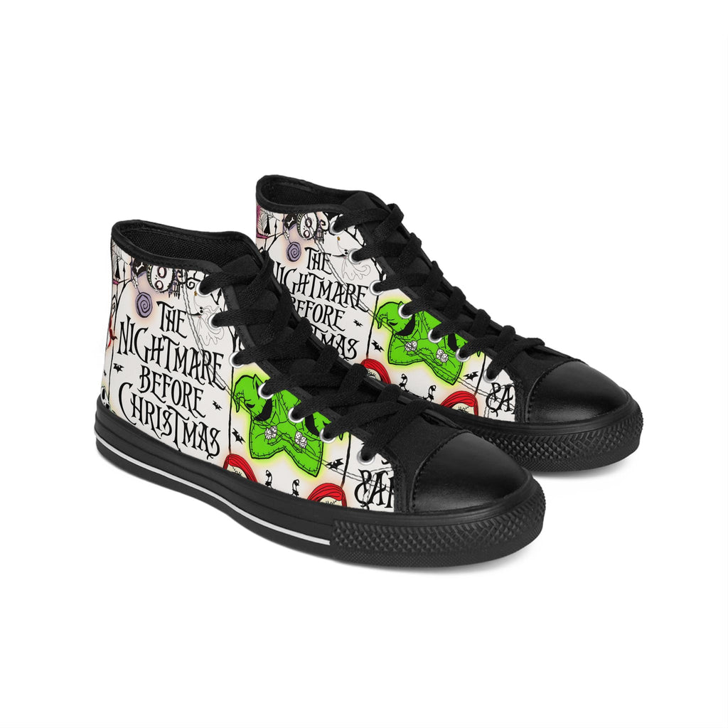Women's Sneakers, Nightmare Before Xmas Print, Gothic Shoes, Halloween Footwear, Tim Burton Inspired Sneakers