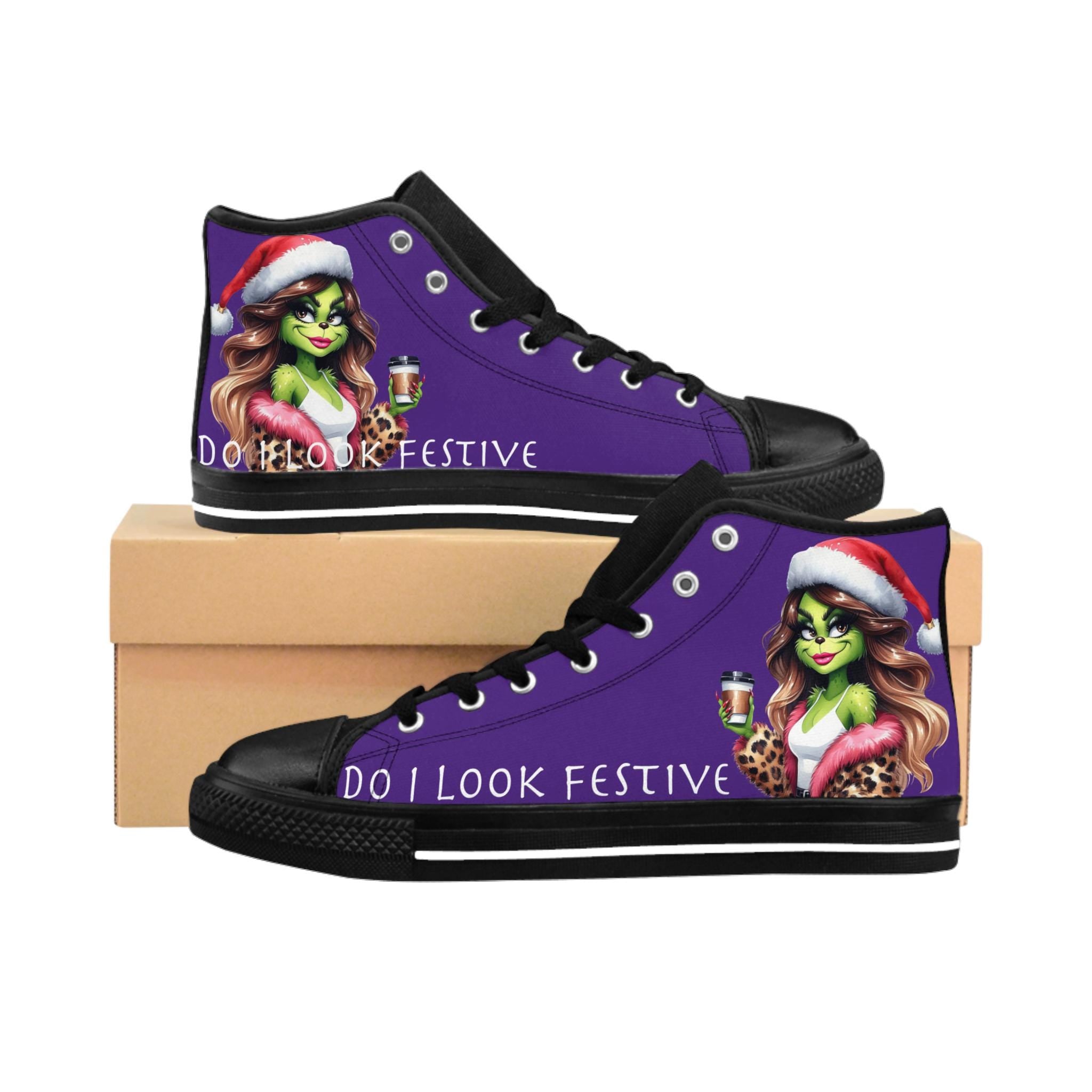 Purple Grinch Sneakers: Funny Sarcastic Women's High Tops