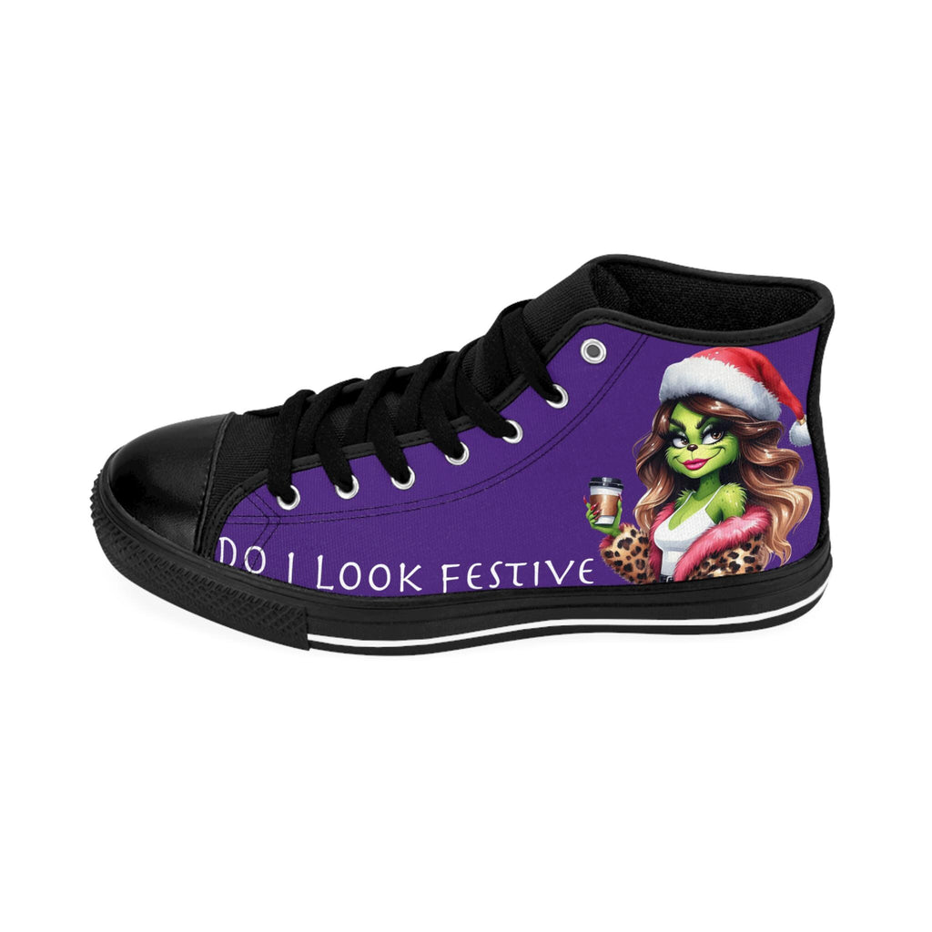 Purple Grinch Sneakers: Funny Sarcastic Women's High Tops