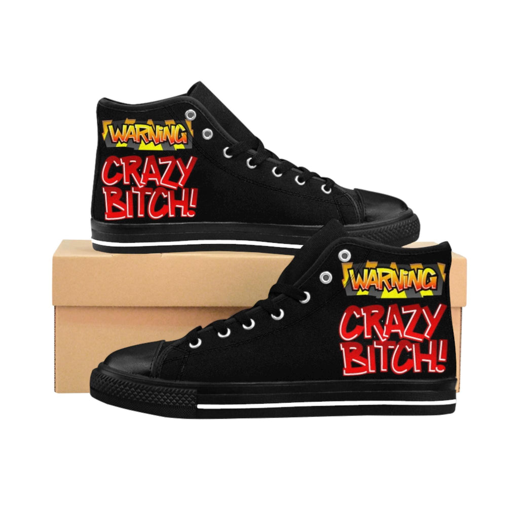 Warning: Crazy Bitch Unique Converse Inspired Trendy Retro Women's Shoes