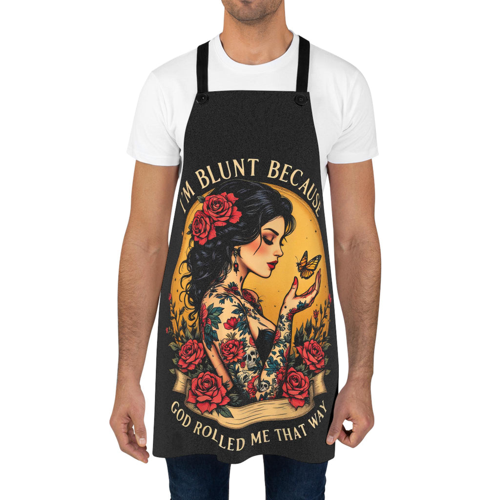 Funny Graphic Cooking Apron, Blunt Tattooed Woman, Gift for Foodie