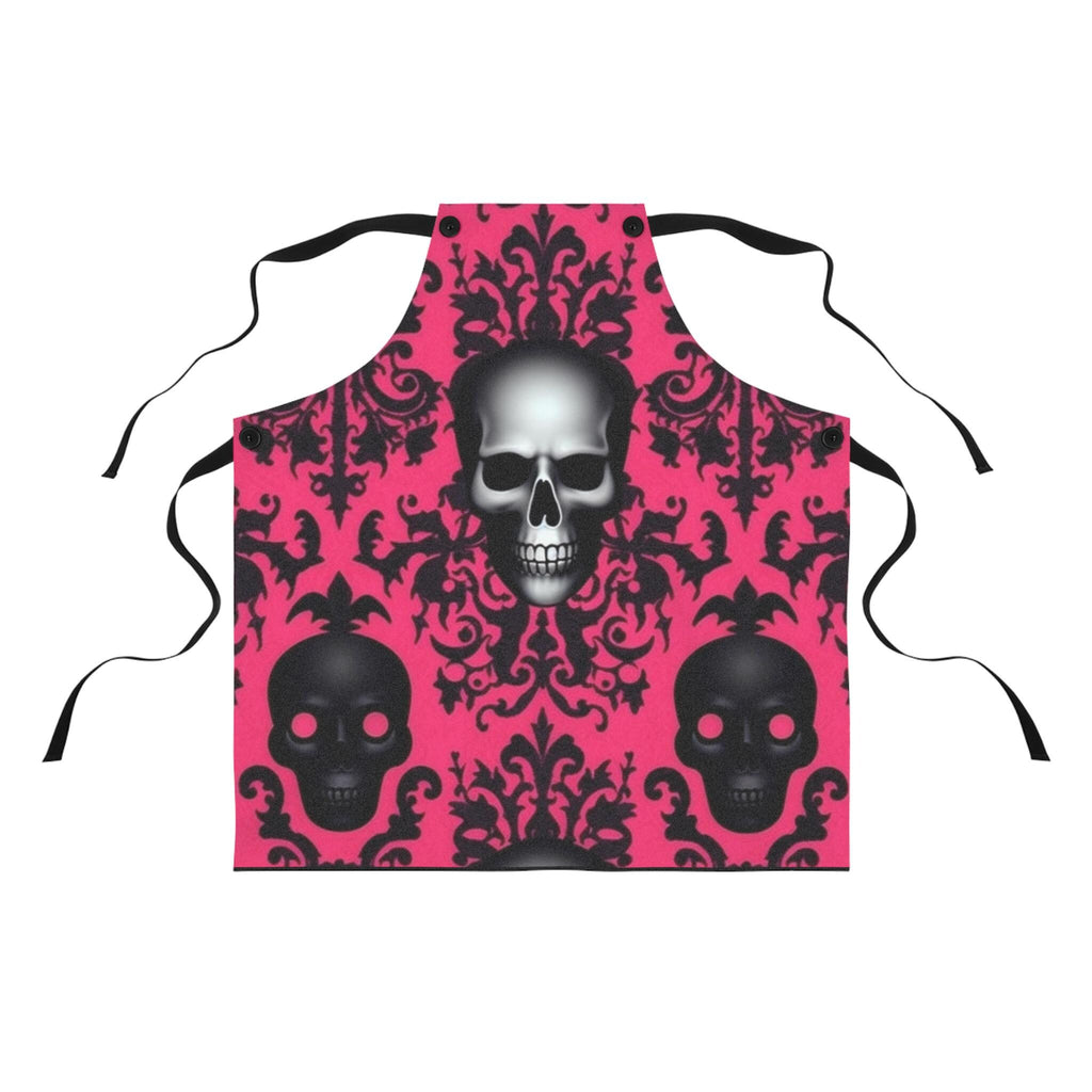 Pink Skeleton Apron: Halloween Gothic Kitchen Cooking Apparel