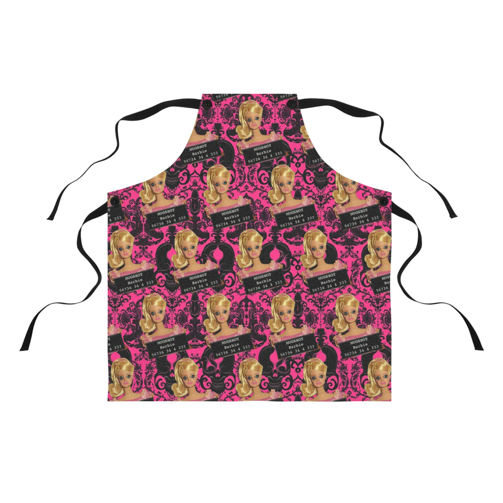 Mugshot Barbie Apron: Pink Skeleton Kitchen Apron, Halloween Costume