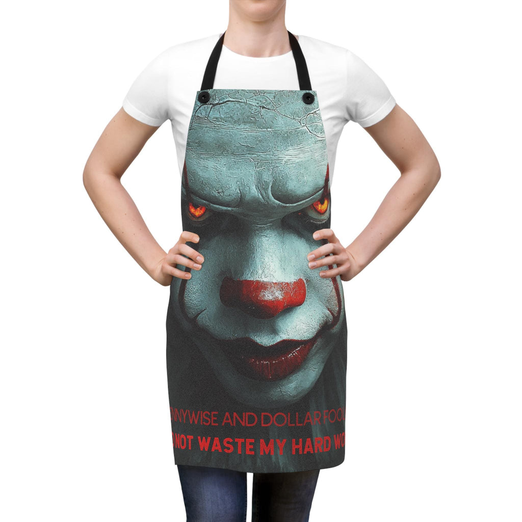 Horror Apron featuring Pennywise the Clown, Scary Kitchen Cooking Gift, Halloween Costume Accessory, Horror Movie Fan Merch, Creepy Kitchen