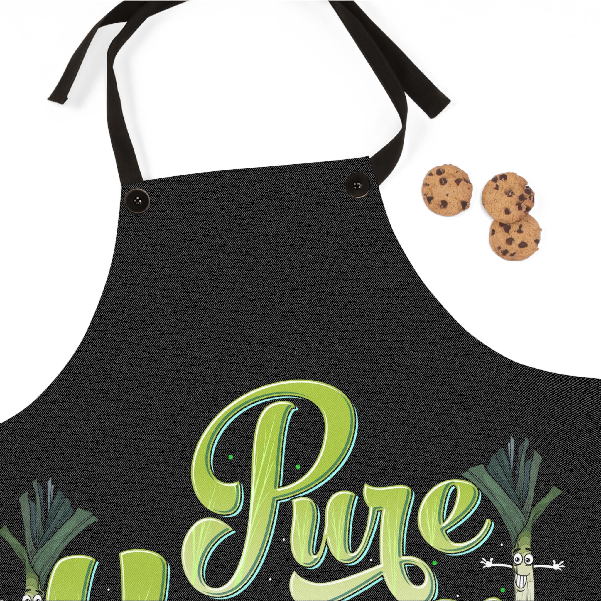 Vegan Black Apron: Eco-Friendly Herbivore Chef Gift